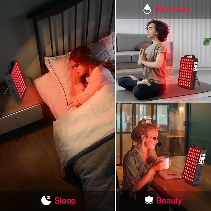 Red Light Therapy, 660nm 850nm 2-Wavelength Red Near Infrared Light Device with 60 Dual Chip Clinical Grade LEDs, Remote Control, Timer for Face, Body, Skin, Pain Relief, BO-300 (Black) BONTANNY
