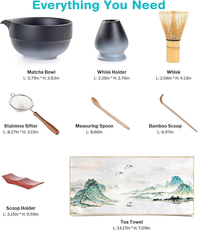 Premium Matcha Ceremony Set – Complete 9-Pcs Ritual Kit – Presented in Luxury Magnetic Gift Box, Perfect for Gifting or Self-Care (Black) - Bloomnest