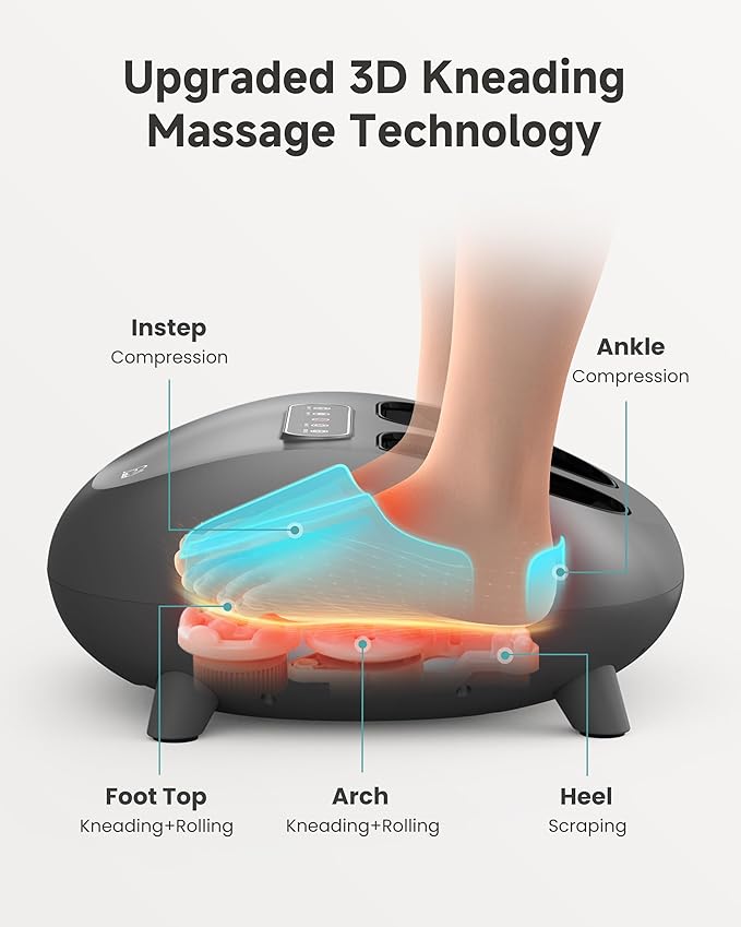 Foot Massager with Heat Compression Kneading Rolling Shiatsu Feet Massager for Plantar Fasciitis Neuropathy, Large Size 14" Remote Control Foot Heater/Heated Feet Warmer Gifts/Presents for Women,Men