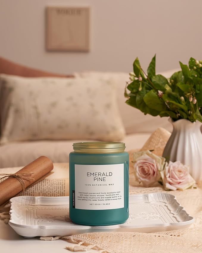 M&SENSE Pine Scented Candles Natural Soy Wax Clean Non Toxic 19.4oz 110 Hours Large Long Lasting Christmas Winter Scented 2 Wicks Candle Gift for Holiday & Family Friends Teachers - Bloomnest