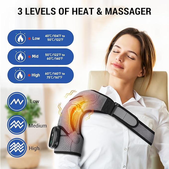 Shoulder Heating Pads for Rotator Cuff Pain, Heated Shoulder Wrap Brace for Men Women - Bloomnest