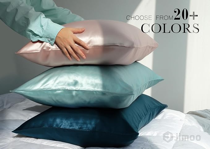 100% Mulberry Silk Pillowcase for Hair and Skin, 22 Momme Pure Natural Silk Pillow Case Both Sided with Zipper, Pillow Cover for Women Mom Men (Matcha, King 20''×36'', 1 Pack) - Bloomnest