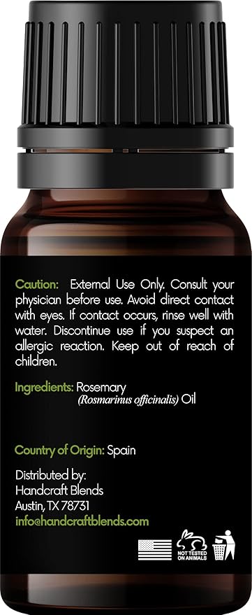 Handcraft Blends Rosemary Essential Oil – 0.33 Fl Oz – 100% Pure and Natural – Premium Grade Essential Oil for Diffuser and Aromatherapy, Skin, Massage, Candle and Soap Making Fragrance - Bloomnest