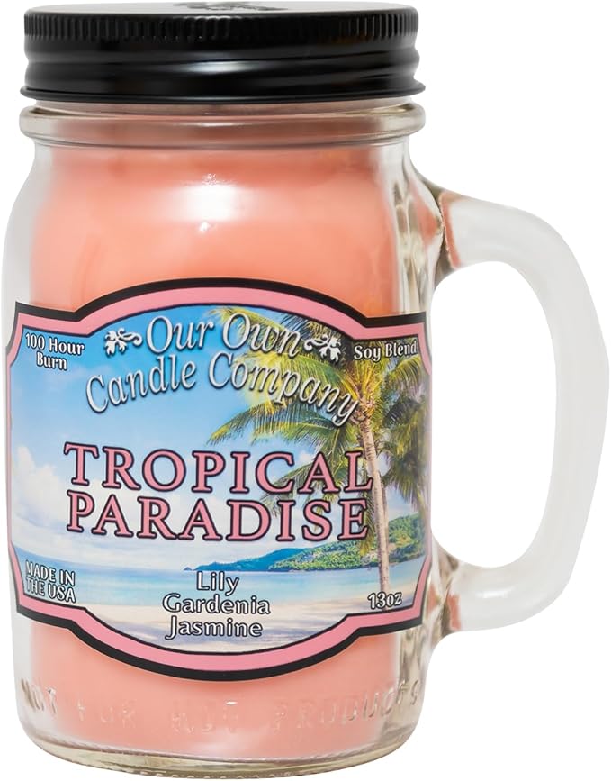 Our Own Candle Company, Tropical Paradise Scented Mason Jar Candle, 100 Hour Burn Time, 13 Ounces - Bloomnest