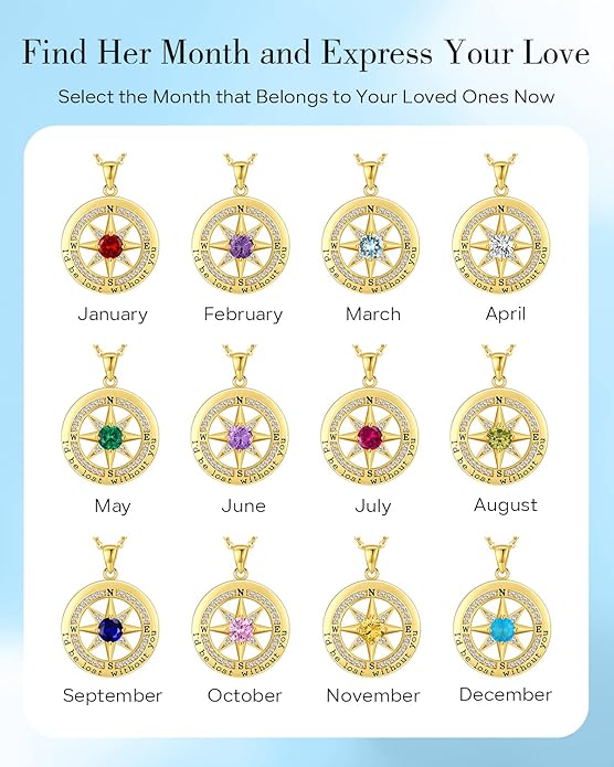 S925 Necklace Gift for Wife |Compass Jewelry |Women Anniversary |Sterling Silver |Girlfriend Birthday Gifts for Her Valentines |I'd be Lost without You |Jewel 18K Gold - Bloomnest