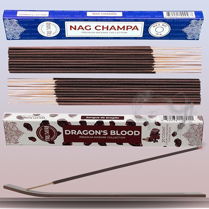 Trumiri Incense Sticks - Combo Pack of 35 Insence-Sticks - 15 Nag Champa + 20 Dragons Blood - Insenses - Insents - Incents - Inscense - Incence - Incienso - All Natural Incense Sticks TRUMIRI