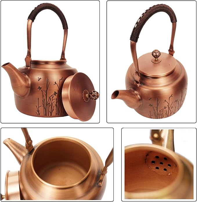 Kkekos Handmade Copper Kettle Copper Teapot for Stovetop 2000ml (Type4)
