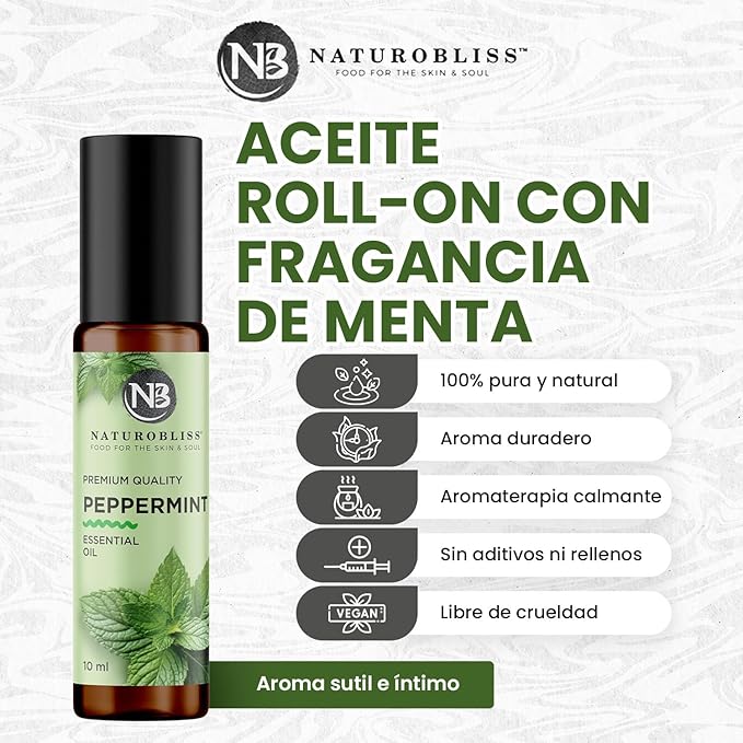 NaturoBliss Peppermint Essential Oil Roll-On, 10 ml - Bloomnest