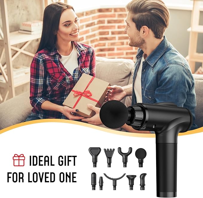 Massage Gun Deep Tissue, Handheld Electric Muscle Massager, High Intensity Percussion Massage Device for Pain Relief with 9 Attachments & 30 Speed(Black) - Bloomnest