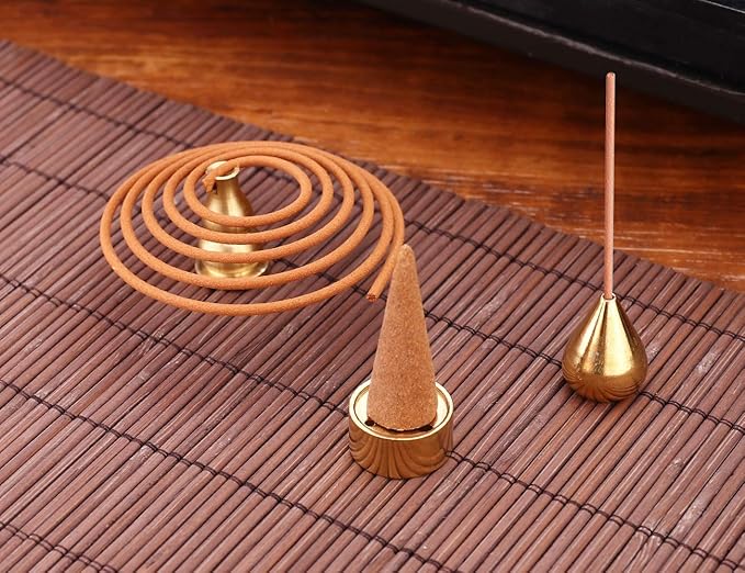 Brass Incense Holder 3 Styles, Incense Cone Burner, Coil Incense Holder, Incense Stick Holder (6 Pieces) - Bloomnest
