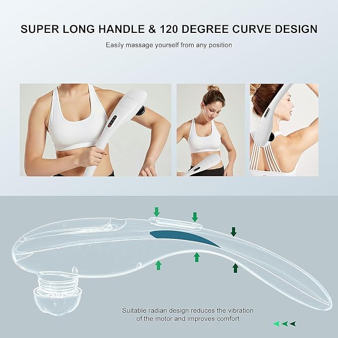 MEGAWISE Cordless Back Massager for Shoulders, Waist, Legs, Rechargeable 3200mAh Battery, 5 Speed and 5 +2 Massage Nodes 5 Hard, 2 Silicone Nodes, Massage While Moving Around (Off White Cordless) - Bloomnest
