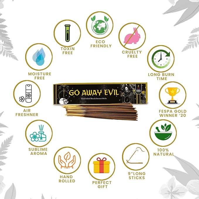 SOUL STICKS Handmade Carved Incense Burner Wooden Coffin Box with Storage Includes Go Away Evil Incense Sticks (Game Over) - Bloomnest