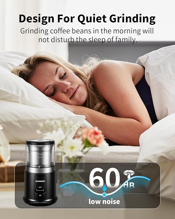 SHARDOR One Touch Coffee Grinder Electric, Spice, Herb, For Coffee Bean Spices and Seeds with 1 Removable Stainless Steel Bowl, Dry Grinder, Black - Bloomnest