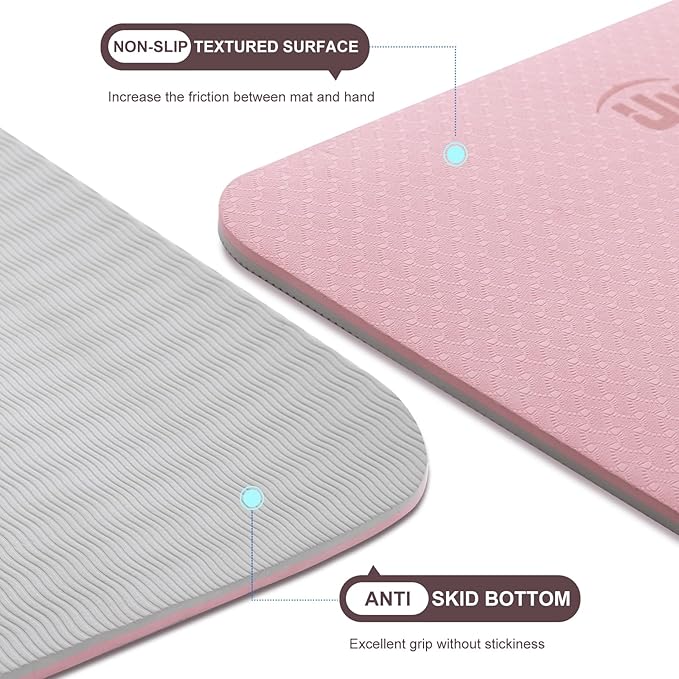 UMINEUX Yoga Mat Extra Thick 1/3'' & 2/5" Non Slip Yoga Mats for Women Eco Friendly TPE Fitness Exercise Mat with Carrying Sling & Storage Bag - Bloomnest