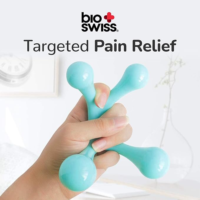 BioSwiss Handheld Full Body Massager, 4-Leg Pressure Point Massage Tool for Back, Neck, and Shoulder, Portable Manual Massager Bioswiss