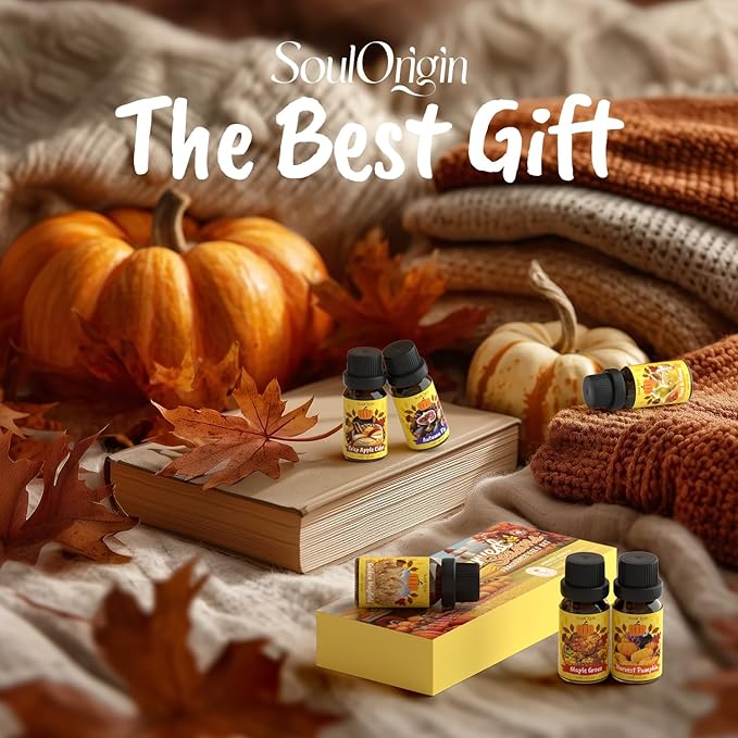 Harvest Fragrance Oils Set, Essential Oil for Diffuser, Fall Diffuser Oil, Use for Soap Candle Making-Crisp Apple cider, Pear&Honey, Golden Hayfield, Maple Grove, Harvest Pumpkin,Autumn Fig - Bloomnest
