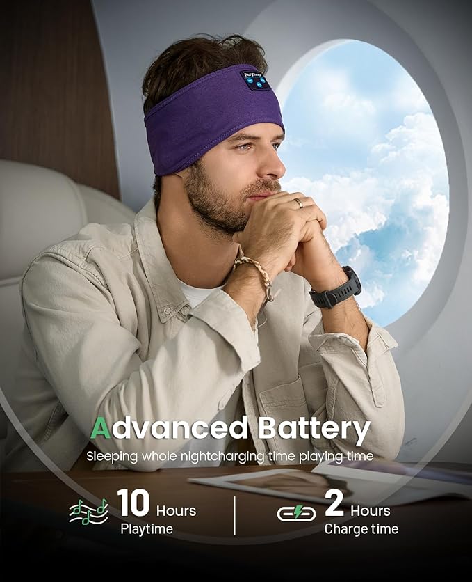 Perytong Sleep Headphones Sleeping Bluetooth Headband, Soft Headphone Band with Ultra-Thin Speakers Perfect for Side Sleepers, Running, Workout, Jogging, Yoga, Insomnia Cool Gadgets - Bloomnest