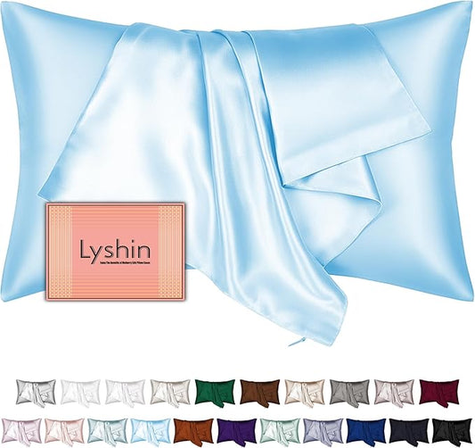 Mulberry Silk Pillow Cases Standard Size with Hidden Zipper, Ultra Smooth and Soft Breathable Cooling Silk Satin Pillowcase for Hair and Skin, Gifts for Women Men (Sky Blue, 20x26 Inches, 1 Pack) - Bloomnest