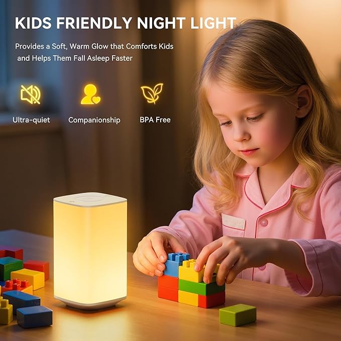 Auxmir Nursery Night Light for Baby, Portable Night Lamp with LED Stepless Dimming & 256 RGB Colors for Kids Adult, Breastfeeding, Sleep Aid, 4000mAh Rechargeable Bedside Table Lamp with Timer, White - Bloomnest