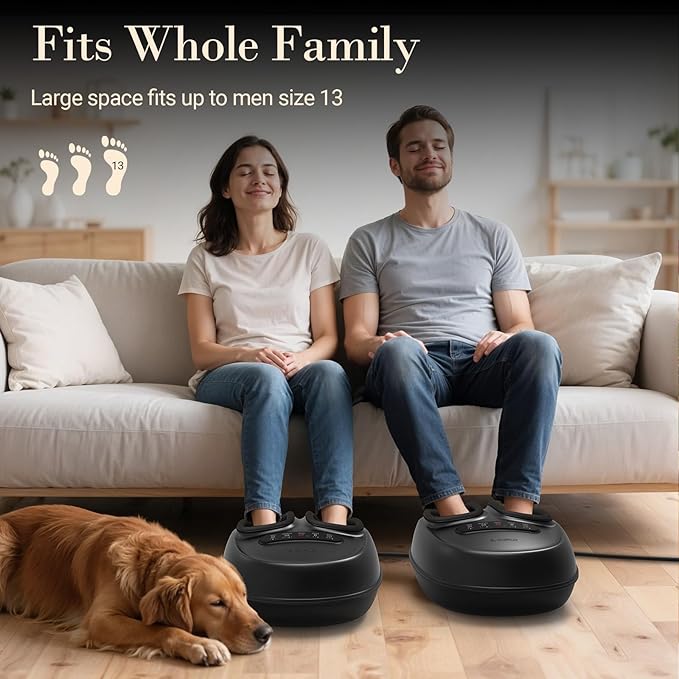 Foot Massager with Heat, Shiatsu Feet Massager for Plantar Fasciitis Relief, Adjustable Kneading and Compression Foot Massage Machine for Neuropathy Pain, Fits Up to 13" - Bloomnest