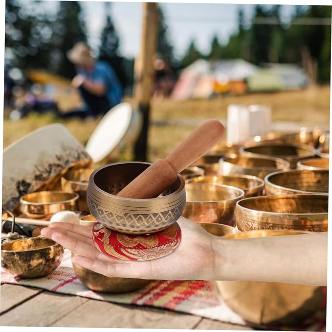 BESPORTBLE 1Set Singing Bowl with Wooden Mallet Handicraft Sound Bowl for Meditation Home Decor and Relaxation Durable Multi Purpose Decorative Bowl - Bloomnest