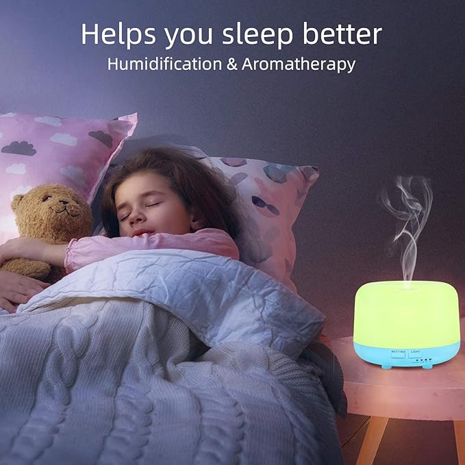 300ML Essential Oil Diffuser with Remote Control, 7 LED Color Changing Light, 8 Hour Cool Mist Fragrance Air Humidifier - Bloomnest