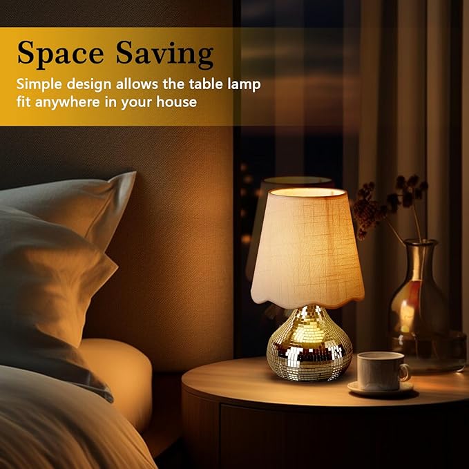 Rechargeable Cordless Small Funky Table Lamp, Battery Operated Remote Control Disco Mini Table Lamps for Bedroom Nightstand, Funky Small Table Lamp for Small Spaces for Kitchen Counter, Bookshelf - Bloomnest