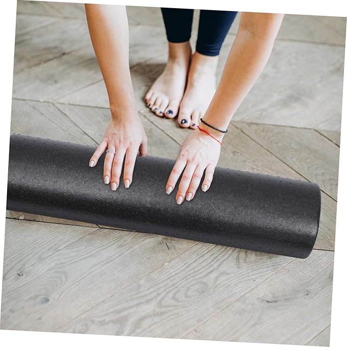 High-Density Half-Round Yoga Roller Black Fitness Roller for Muscle Relief Circulation Boost Elastic Foam Massage Tool for Stretching and Physical Therapy - Bloomnest