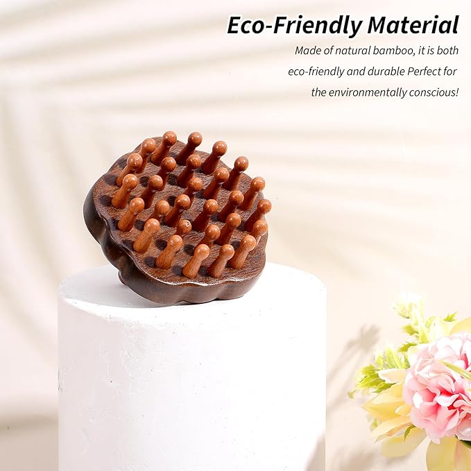 ElevateTech Wooden Scalp Massager Comb for Promote Hair Growth, Natural Wooden Hair Brush Portable Handheld Head Gua Sha Brush Round Anti-Static Head Massage Tool for Men Women Spa Bloomnest