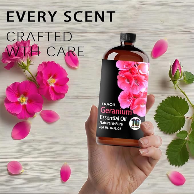 Geranium Essential Oil, Geranium Oil 16 Fl Oz 480 ML for Diffuser Humidifier Yoga Cleaning DIY Candle Soap Making Perfume Gift for Women Essential Oils - Bloomnest
