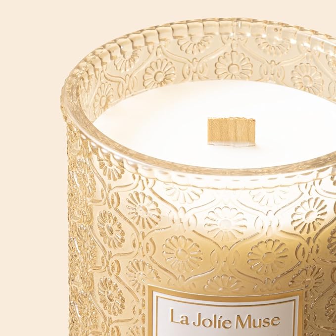 LA JOLIE MUSE Vanilla Bomb Candle| Vanilla, Lemon Zest & Patchouli |19 oz Large Wooden Wick | Natural Soy Wax | 90 Hours Clean Burn | Gift-Ready for Hosts | Seasonal Home Décor - Bloomnest