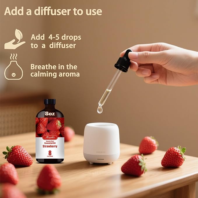 Strawberry Fragrance Oil-Strawberry Essential Oil 8.33oz (250ml)-100% Pure Natural Scent for Diffusers, Candles, Soap Making & Aromatherapy | Relaxing Home & Gift Essential Oil for Bath, Massage - Bloomnest