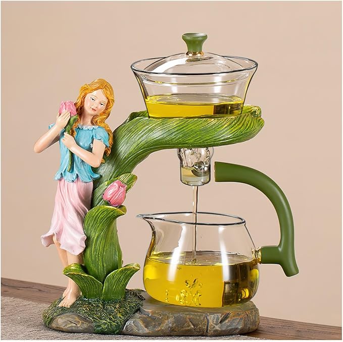 Magnetic Glass Tea Pot, Lazy Kungfu Drip Tea Set, Semi Automatic Heat Resistant Teapot, Sturdy High Borosilicate Glass TeaPot, Suitable for home/office Reception Tea Set - Bloomnest