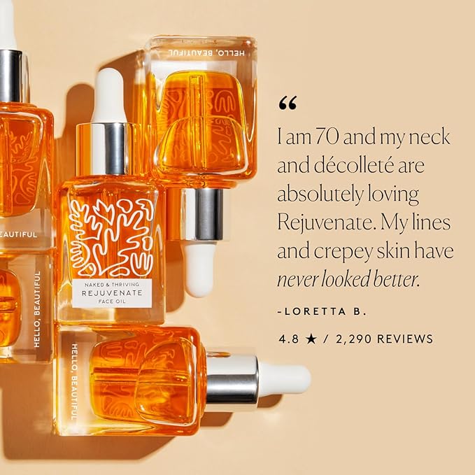 Naked & Thriving Rejuvenate Restorative Face Oil | Organic, Vegan, & Naturally-Derived Skin Care | Reduce the Look of Wrinkles and Moisturize Skin (1.18 oz/35 mL) - Bloomnest