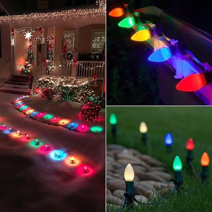 25 Pack Orange Replacement Bulbs C7 Halloween Glass Replacement Bulbs for Outdoor String Light, Patio Lights, C7/E12 Candelabra Base 5 Watt Great for Night Lights and Halloween Bulbs - Bloomnest