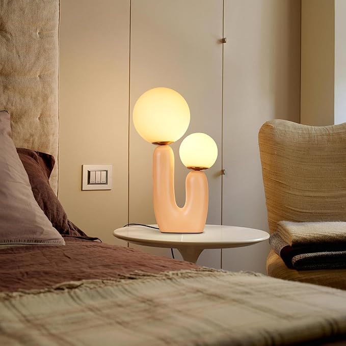 Arturesthome Nightstand Desk Lamp, Creative Nordic Living Room Bedside Bedroom Table Lamp with Led Bulbs, Beige - Bloomnest