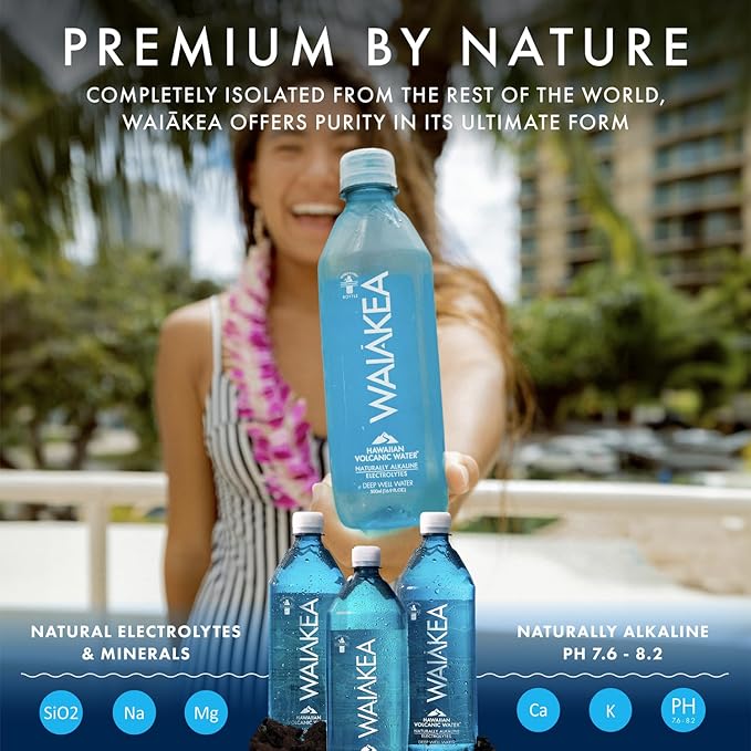 Waiākea Hawaiian Volcanic Water 330mL, 10.14oz (24 Pack) – Naturally Alkaline, Electrolytes & Minerals, B Corp, 100% Recycled Bottles - Bloomnest