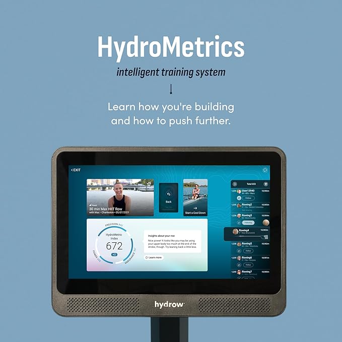 Hydrow Wave Rowing Machine with 16" HD Touchscreen & Speakers - Foldable | Live Home Workouts, Subscription Required - Bloomnest