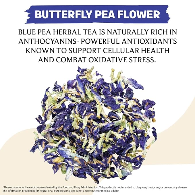 BREWIX, Butterfly Pea Flower Herbal Tea Loose Leaf (40+ Cups,1.41oz/40g) | Caffeine Free | Premium Dried Butterfly Pea Flowers For Blue & Purple Drinks, Food Coloring - Bloomnest