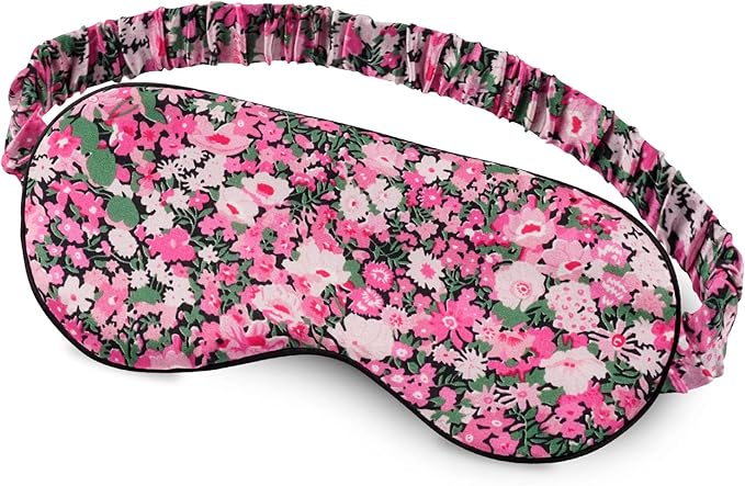 OLESILK 100% Natural Mulberry Silk Sleep Eye Mask Block Out Light, Fashion Printed Eye Mask Blindfold for Women Men Full Night Sleeping, Chic Eye Cover Eyeshade, Pattern 3 - Bloomnest