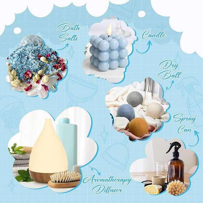 Housekeeping Fragrance Oils Set, Essential Oil Gift Set for Diffuser, Clean Scent Diffuser Oil, Use with Wool Dryer Balls - Lemon, Sweet Orange, White Tea, Fresh Linen, Freesia, Grapefruit - Bloomnest