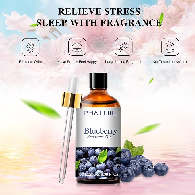 PHATOIL 3.38FL.OZ Blueberry Fragrance Oils for Aromatherapy, Essential Oils for Diffusers for Home, Perfect for Diffuser, Yoga, Skin Care, DIY Candle and Soap Making - 100ml - Bloomnest