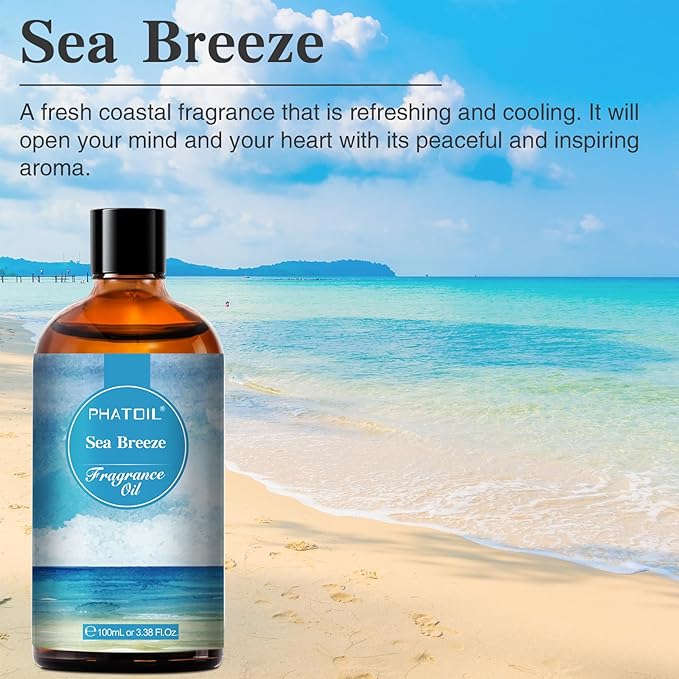 PHATOIL Sea Breeze Fragrance Oils for Aromatherapy, 3.38FL.OZ Diffuser Oils for Home, Perfect for Aromatherapy, Humidifiers, Yoga, DIY Candle and Soap Making - 100ml - Bloomnest