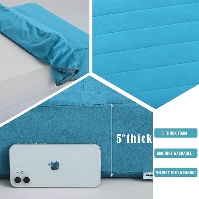 MeMoreCool Square Floor Pillow Seating for Adults Kids, Large Meditation Cushion Floor Pillow with Thick Foam & Soft Tufted Cover, Washable Big Pillow Seat Floor Cushion for Sitting Yoga 22" Blue - Bloomnest