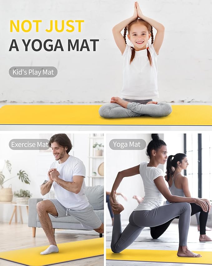 CAMBIVO Yoga Mat for Women Men Kids, 1/3 & 1/4 & 2/5 Inch Extra Thick Yoga Mat Non Slip, 72" x 24" TPE Yoga Mats, Workout Mat with Carrying Strap for Yoga, Pilates and Floor Exercises - Bloomnest