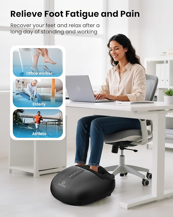 COMFIER HSA Eligible Shiatsu Foot Massager with Heat,Compression, Kneading & Rolling, FSA Electric Feet Massager for Plantar Fasciitis Neuropathy Warmer,Size Up to 15",Christmas Gifts for Women Men - Bloomnest