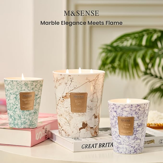 M&SENSE FreshSage Citrus Scented Candles for Home, 3-Wick Highly Scented Jar Candles, Extra Large Candle 35 Oz 150 Hours Long Lasting Burning, Relaxing Aromatherapy Candle for Stress Relief,Meditation - Bloomnest