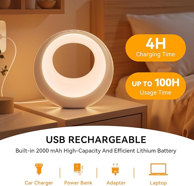 Auxmir Nursery Night Light for Baby, Magic Moon Lamp for Kids and Adult 7 Lighting Colors & 9 RGB Modes, Rechargeable Bedside Table Lamp with Timing Function, Sleep Aid Nursing Lamp for Bedroom - Bloomnest