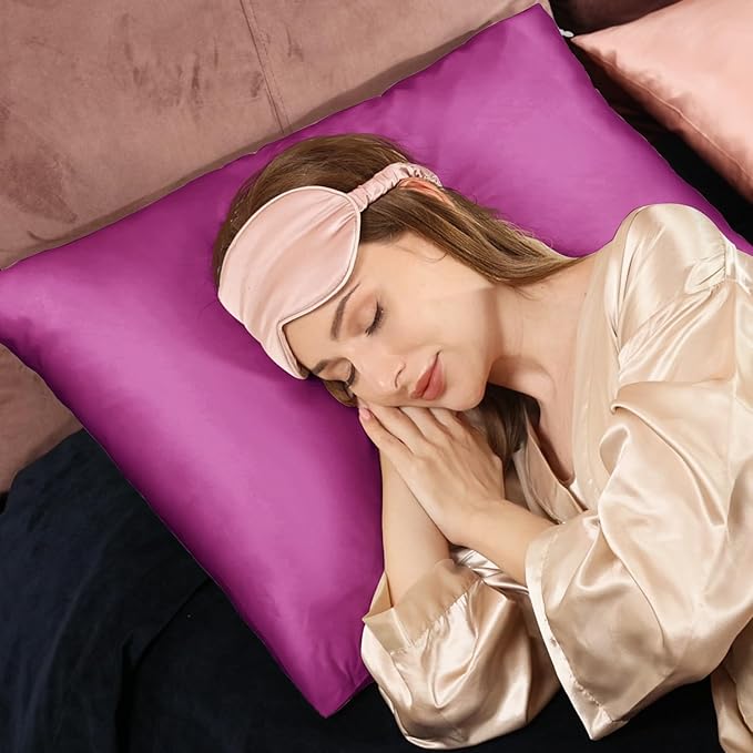 Adubor 100% Silk Pillowcase - Mulberry Silk Pillow Cases, 23 Momme 6A Grade Fibers, Silk Pillow Case for Hair and Skin Health, with Hidden Zipper (Standard 20''×26'', Dark Purple, 1PC) - Bloomnest