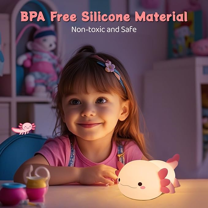 YuanDian Axolotl Night Light, Gift for Adults Teens and Babies. Decorate Kids' Bedroom with Cute Silicone Axolotl Nightlights, Christmas Birthday Gift for Children and Toddlers - Bloomnest